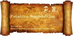 Patatics Magdaléna névjegykártya